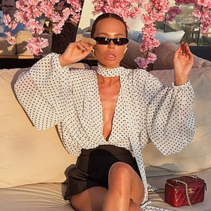 Monaco Whim | Polka Dot Choker-Style Blouse | Luke Parry Collective