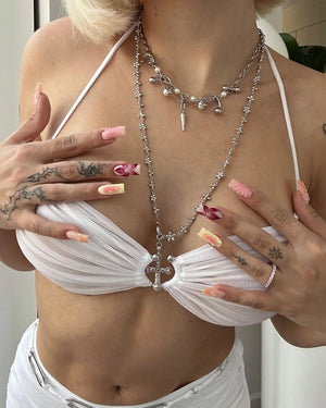 Frost Chain | White Mesh Lingerie Dress Set | Luke Parry Collective