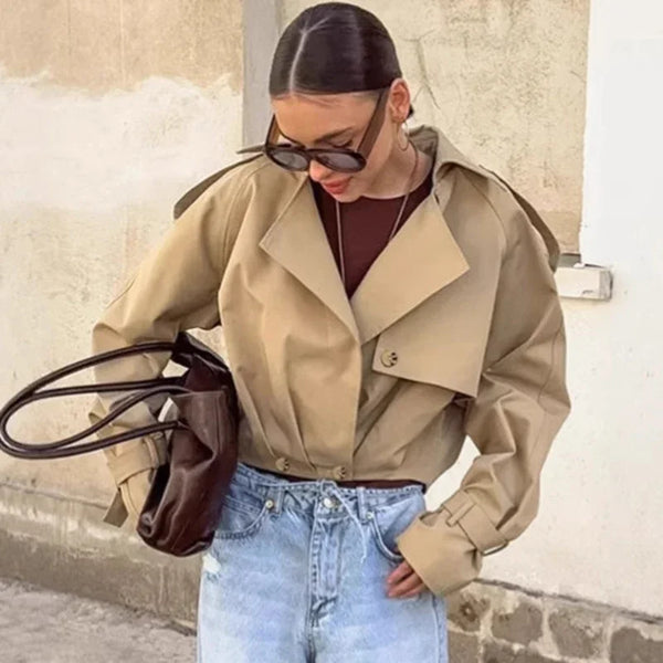 Clarisse Camel | Cropped Trench Coat | Luke Parry Collective
