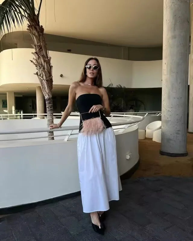 Riviera Dress | Black & White Strapless Set | Luke Parry Collective