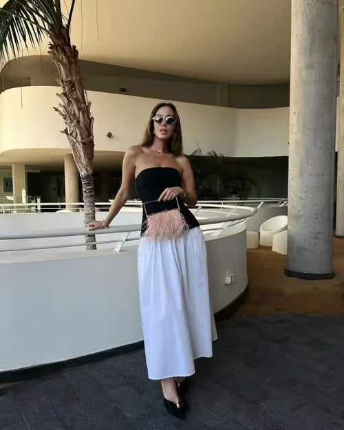 Riviera Dress | Black & White Strapless Set | Luke Parry Collective