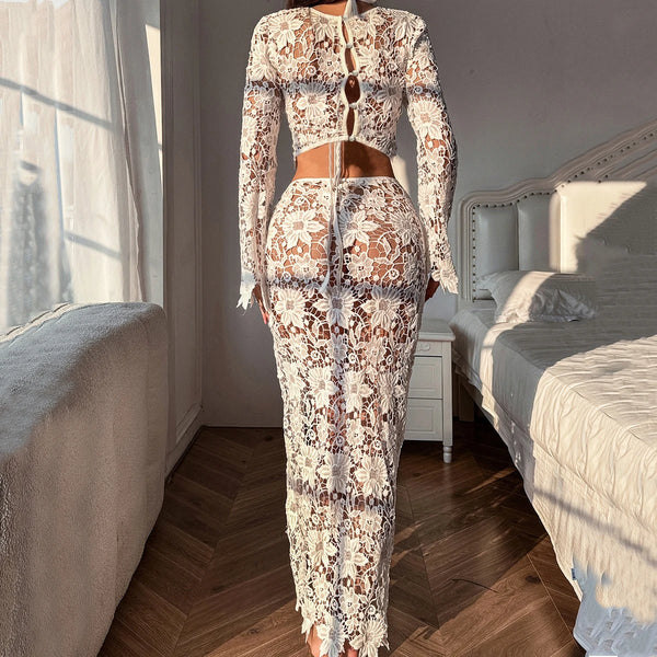 Ivory Mirage | White Lace Maxi Set | Luke Parry Collective