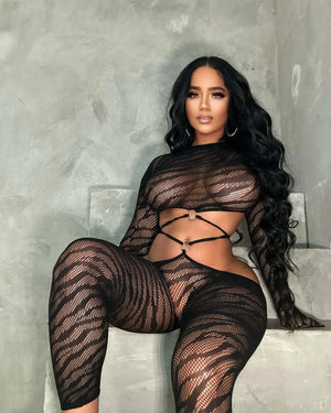Panther Veil | Black Sheer Bodystocking Set | Luke Parry Collective