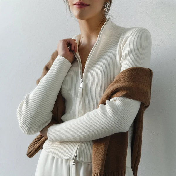 Velour Zip | Ribbed Zip-Up Top | Luke Parry Collective