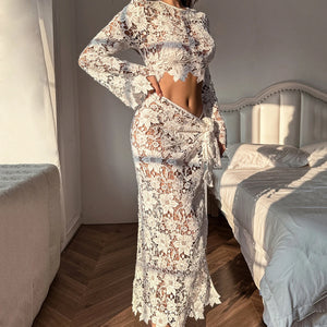 Ivory Mirage | White Lace Maxi Set | Luke Parry Collective