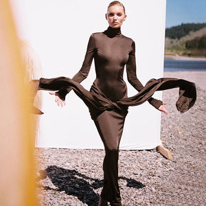 Selene Drape | Turtleneck Draped Maxi Dress | Luke Parry Collective