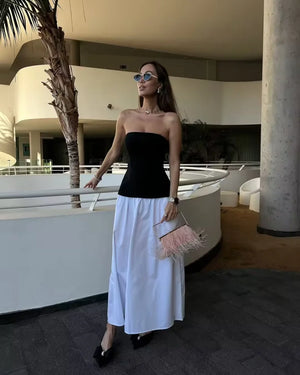 Riviera Dress | Black & White Strapless Set | Luke Parry Collective