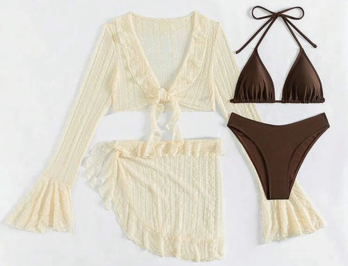 Ivory Phantom Four-Piece Coverup Bikini Set