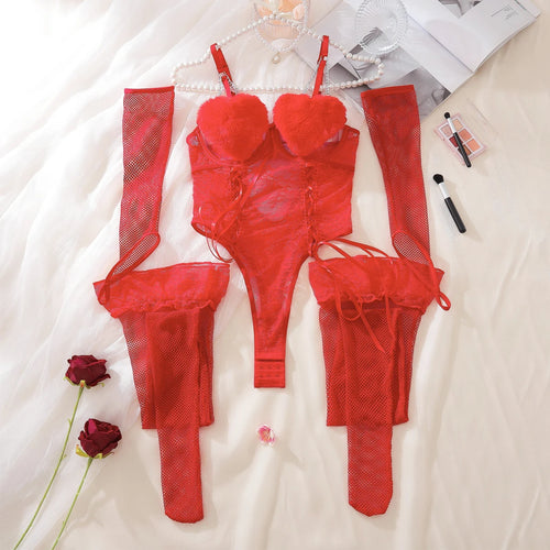 Scarlet Reverie | Heart Cup Teddy Lingerie Set | Luke Parry Collective