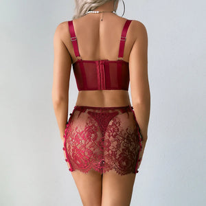 Blackout Siren | Sheer Lace Lingerie Skirt Set | Luke Parry Collective