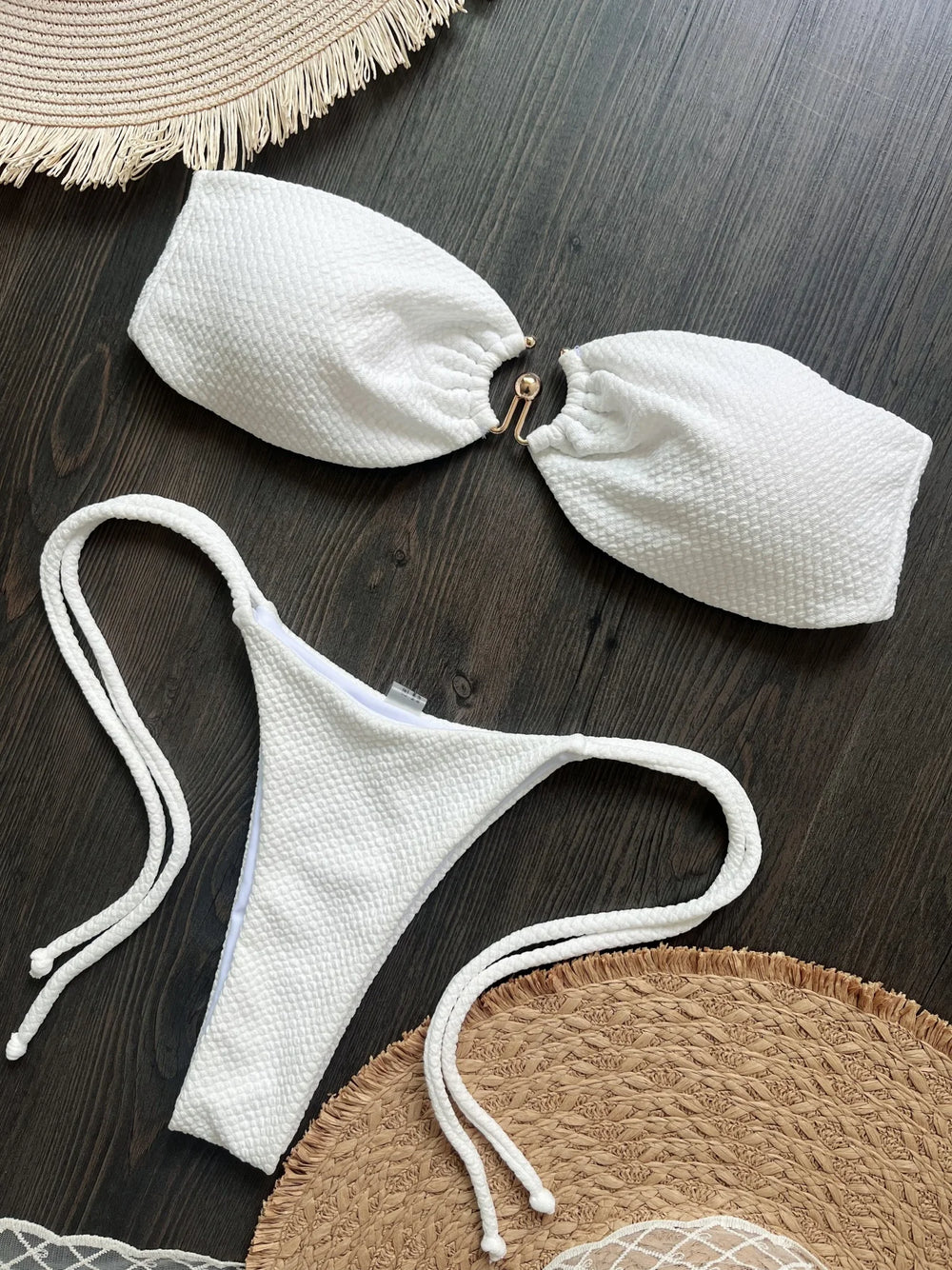 Porcelain Ring Bandeau Bikini Set