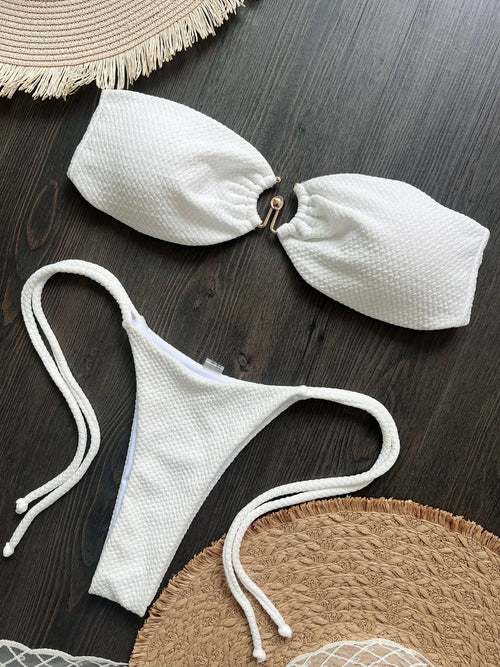 Porcelain Ring Bandeau Bikini Set