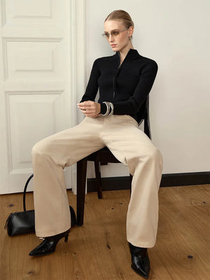 Velour Zip | Ribbed Zip-Up Top | Luke Parry Collective