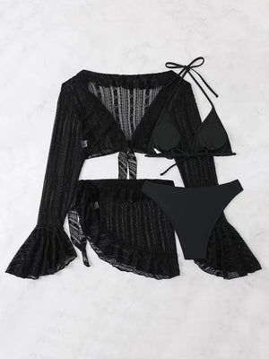 Ivory Phantom Four-Piece Coverup Bikini Set