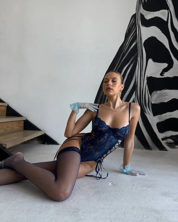 Oceana Siren | Navy Lace Bodysuit | Luke Parry Collective