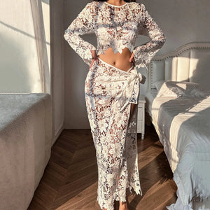 Ivory Mirage | White Lace Maxi Set | Luke Parry Collective
