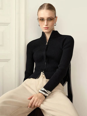 Velour Zip | Ribbed Zip-Up Top | Luke Parry Collective