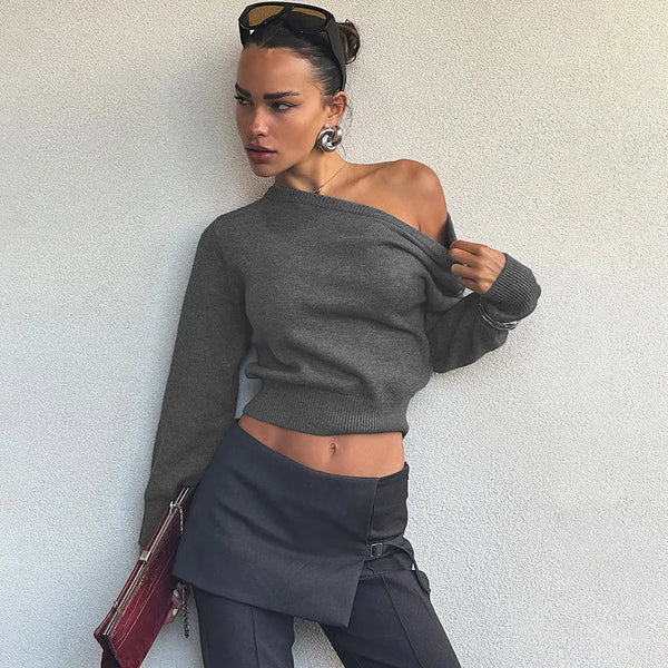 Noire Élégance | Off-Shoulder Knit Sweater | Luke Parry Collective