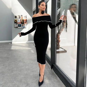 Aveline | Off-Shoulder Midi Dress | Luke Parry Collective