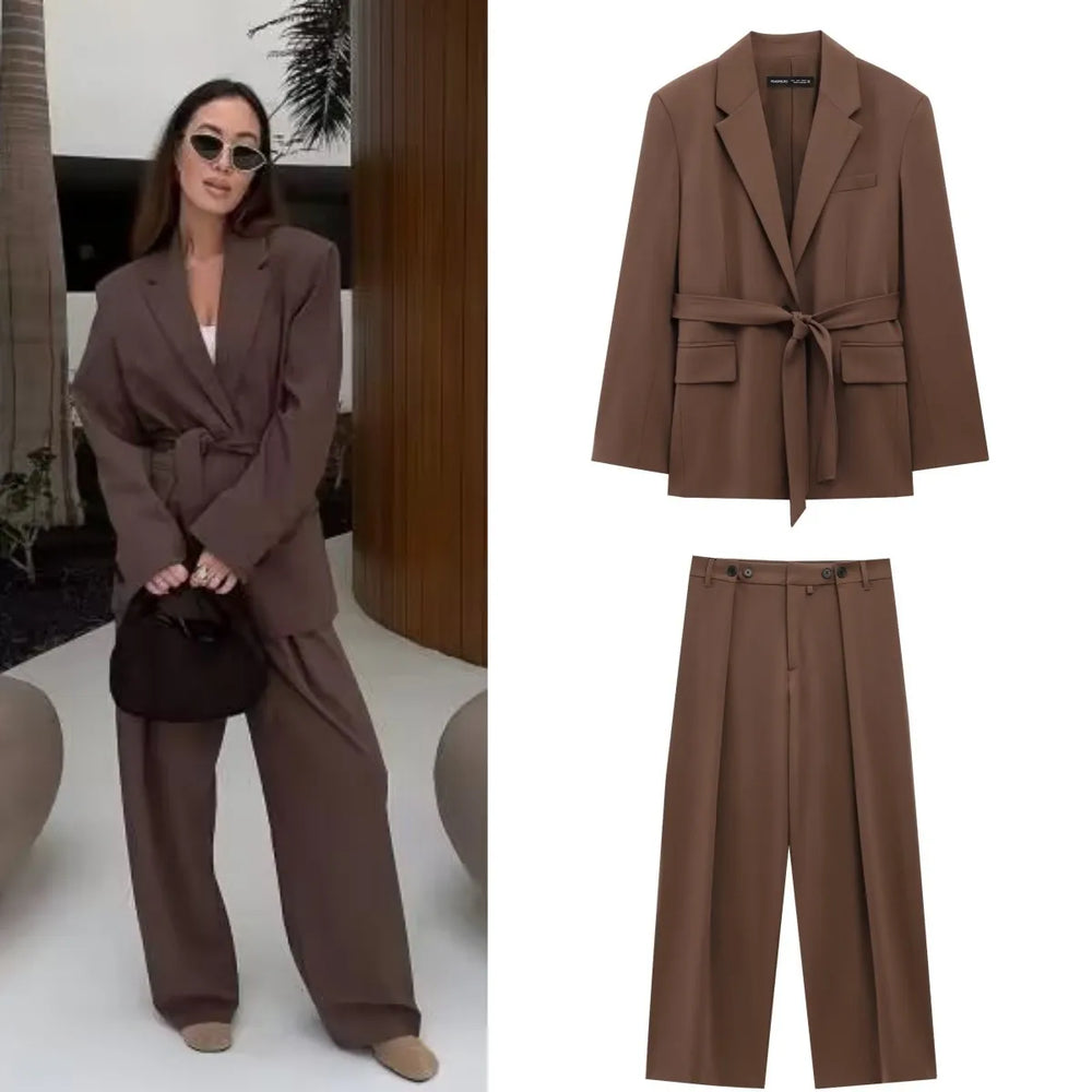 Café Véronique | Chocolate Belted Pantsuit | Luke Parry Collective