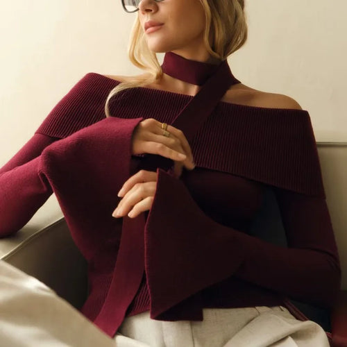 Marseille Garnet | Off-Shoulder Knit Blouse | Luke Parry Collective