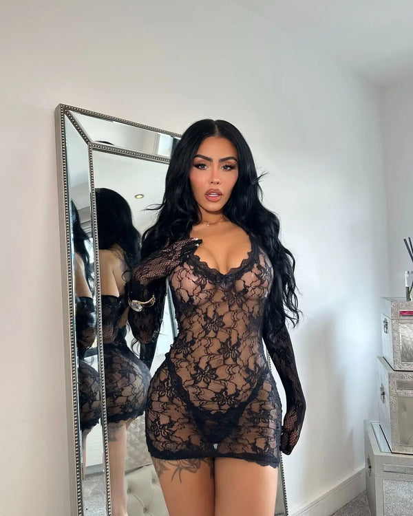 Noir Spell | Sheer Lace Mini Dress | Luke Parry Collective