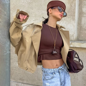 Clarisse Camel | Cropped Trench Coat | Luke Parry Collective