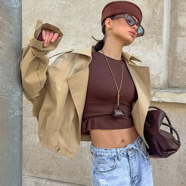 Clarisse Camel | Cropped Trench Coat | Luke Parry Collective