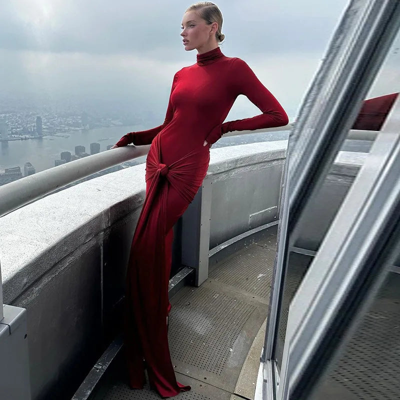 Selene Drape | Turtleneck Draped Maxi Dress | Luke Parry Collective