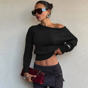 Noire Élégance | Off-Shoulder Knit Sweater | Luke Parry Collective