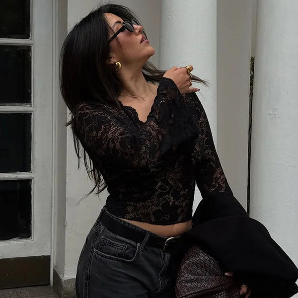 Madeleine Lace | Lace Long Sleeve Top | Luke Parry Collective