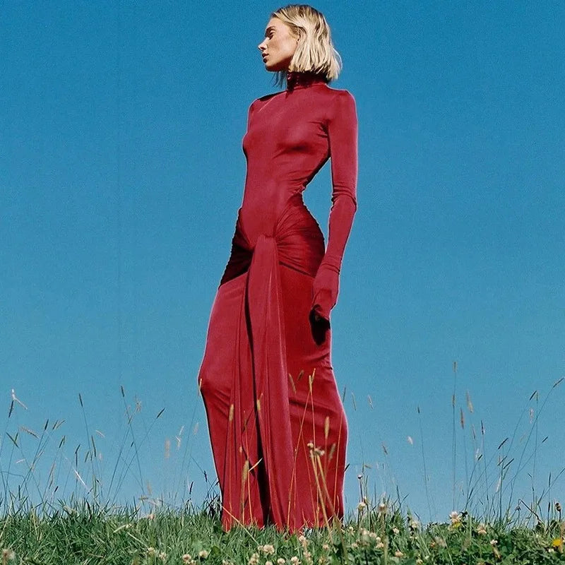 Selene Drape | Turtleneck Draped Maxi Dress | Luke Parry Collective