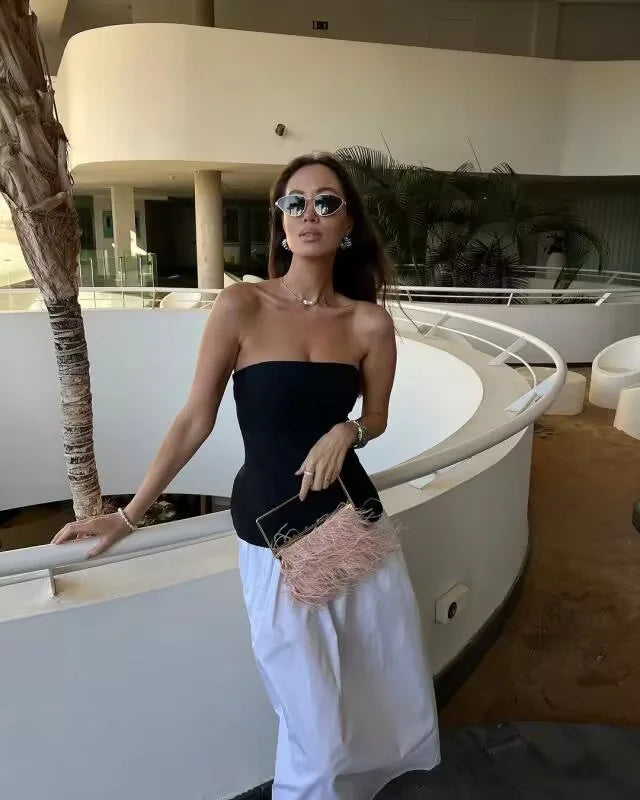 Riviera Dress | Black & White Strapless Set | Luke Parry Collective