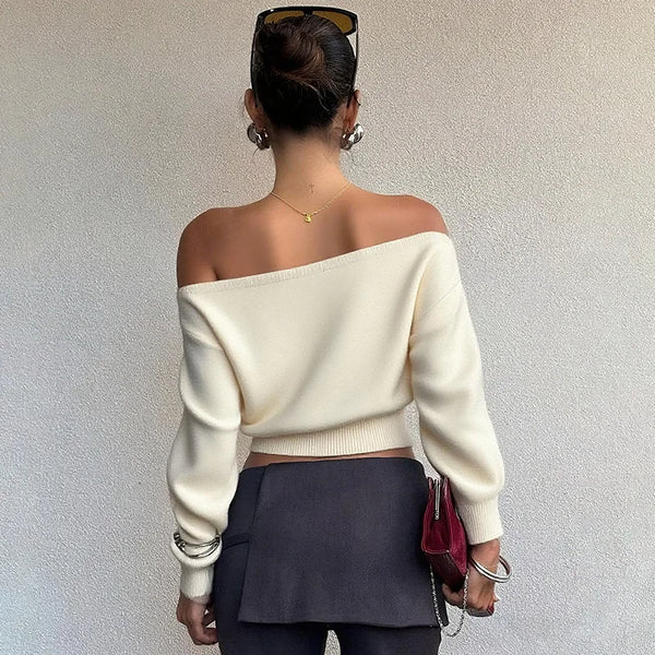 Noire Élégance | Off-Shoulder Knit Sweater | Luke Parry Collective