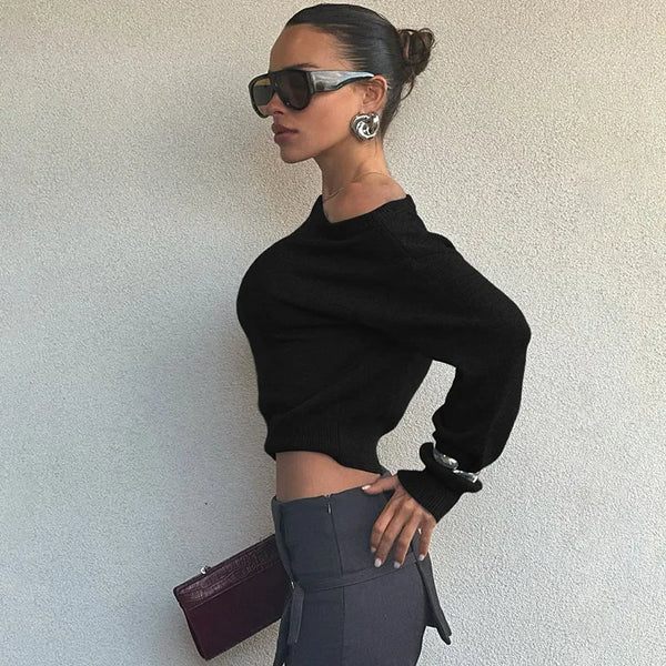 Noire Élégance | Off-Shoulder Knit Sweater | Luke Parry Collective