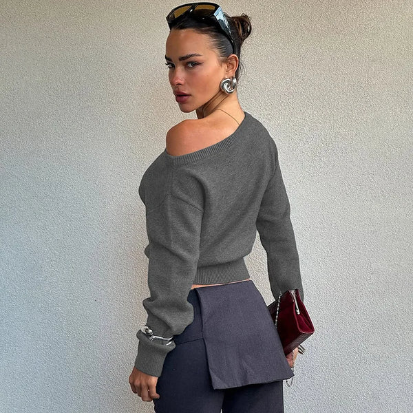 Noire Élégance | Off-Shoulder Knit Sweater | Luke Parry Collective