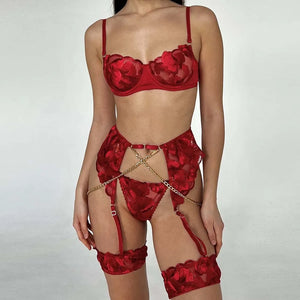 Scarlet Vow | Red Floral Lingerie Set | Luke Parry Collective