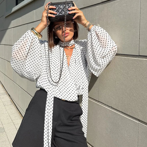Monaco Whim | Polka Dot Choker-Style Blouse | Luke Parry Collective