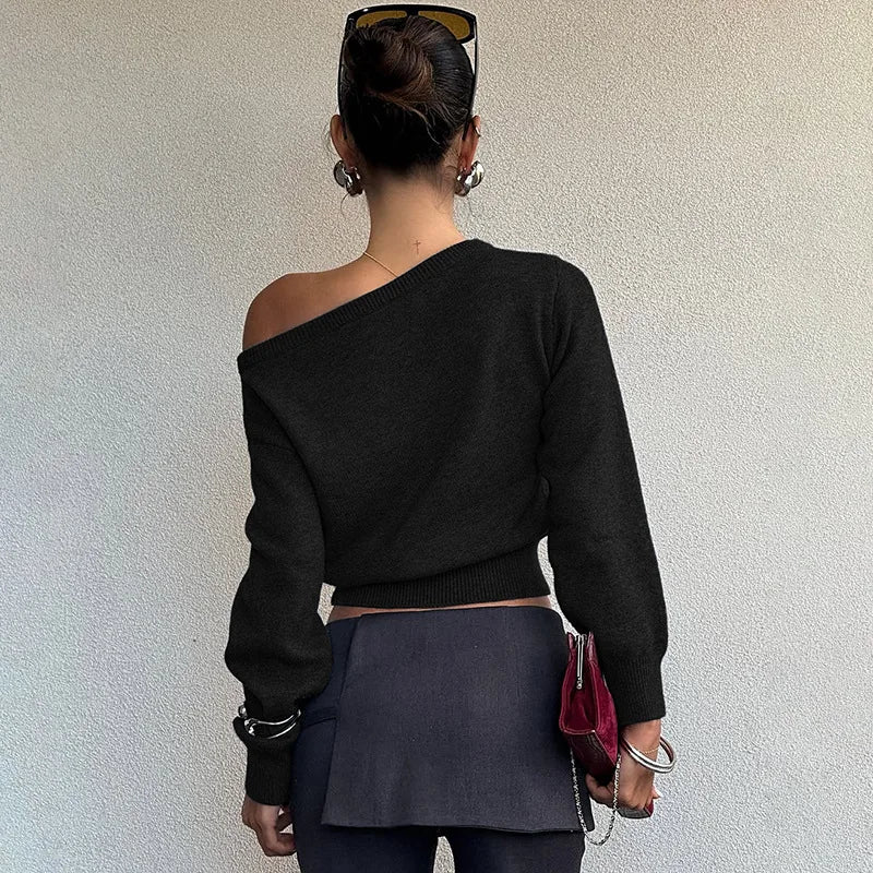 Noire Élégance | Off-Shoulder Knit Sweater | Luke Parry Collective