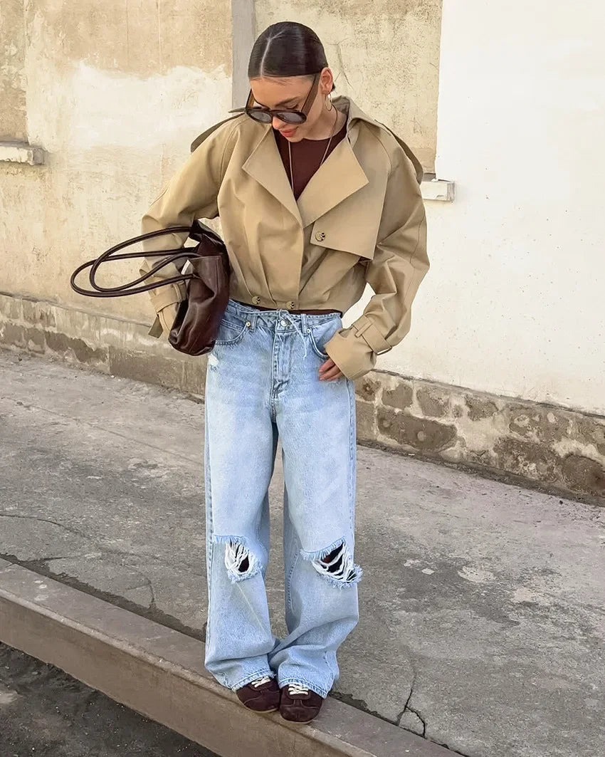 Clarisse Camel | Cropped Trench Coat | Luke Parry Collective