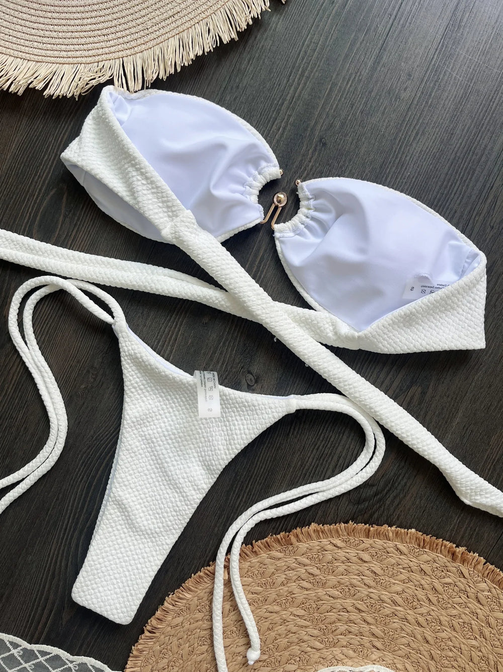 Porcelain Ring Bandeau Bikini Set