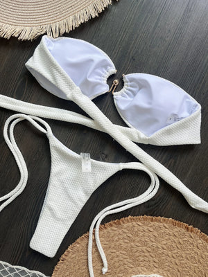Porcelain Ring Bandeau Bikini Set